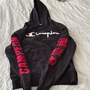 Champion Black Hoodie with Red Accents